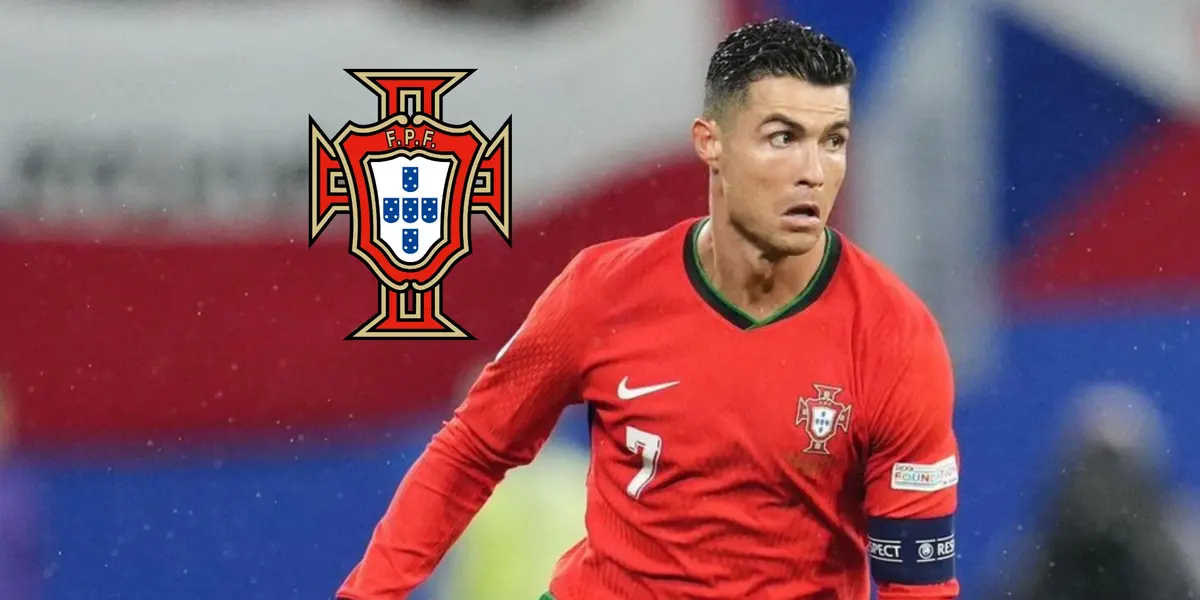Cristiano Ronaldo looks tired while wearing the Portugal jersey and the Portuguese national team badge is next to him. (TeamCRonaldo X)