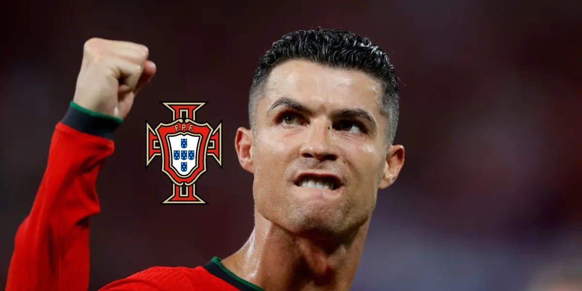 Cristiano Ronaldo puts his fists up while wearing the Portugal jersey on in EURO 2024. (Source: GOATTWORLD X)