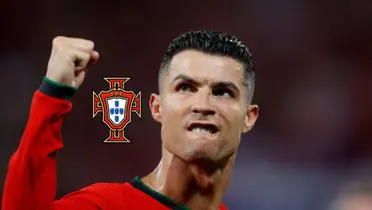 Cristiano Ronaldo puts his fists up while wearing the Portugal jersey on in EURO 2024. (Source: GOATTWORLD X)